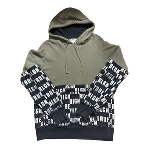 True Religion Men's Monogram Logo Panel Hoodie Sweatshirt Size Large